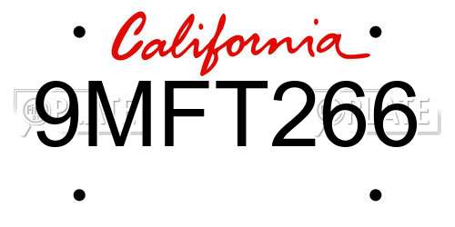 9MFT266 California License Plate