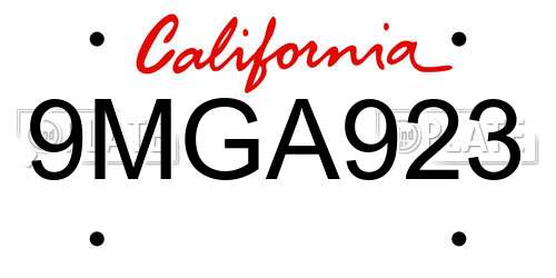 9MGA923 California License Plate