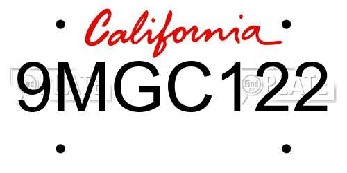9MGC122 California License Plate