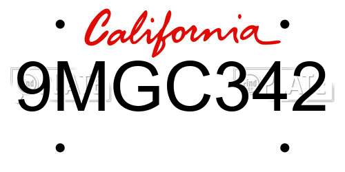 9MGC342 California License Plate
