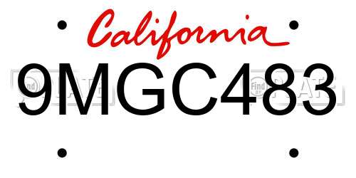 9MGC483 California License Plate