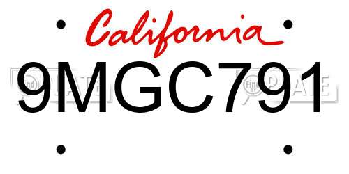 9MGC791 California License Plate