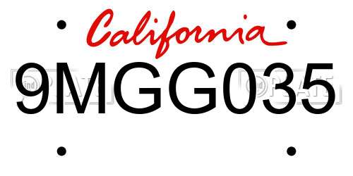 9MGG035 California License Plate