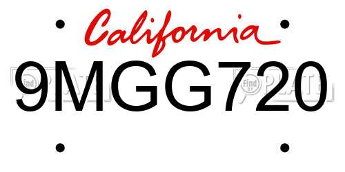 9MGG720 California License Plate
