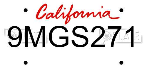 9MGS271 California License Plate