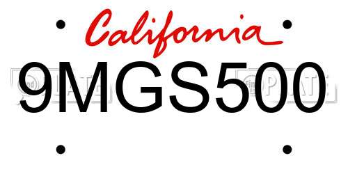 9MGS500 California License Plate