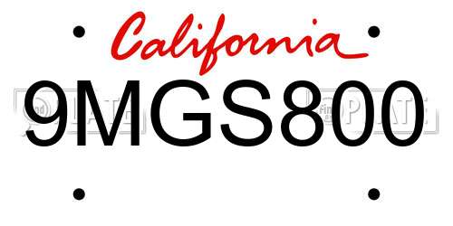 9MGS800 California License Plate