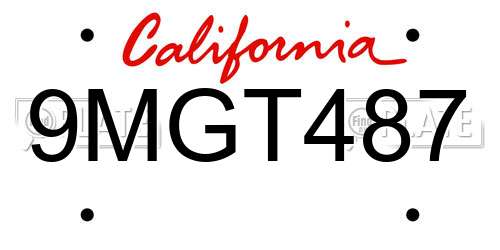 9MGT487 California License Plate