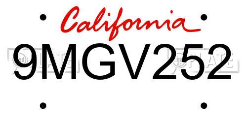 9MGV252 California License Plate