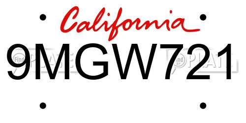 9MGW721 California License Plate