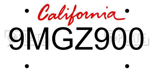 9MGZ900 California License Plate