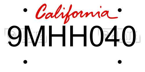 9MHH040 California License Plate