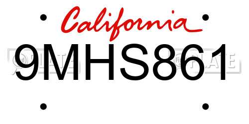 9MHS861 California License Plate