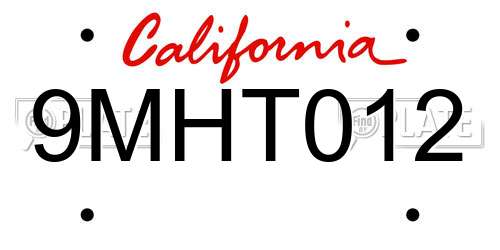 9MHT012 California License Plate