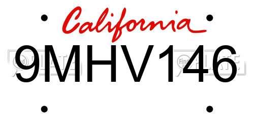 9MHV146 California License Plate