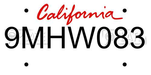 9MHW083 California License Plate