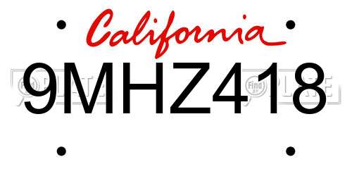 9MHZ418 California License Plate
