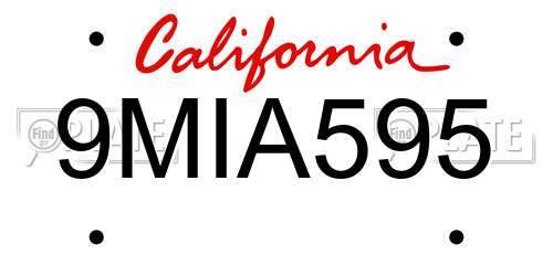 9MIA595 California License Plate