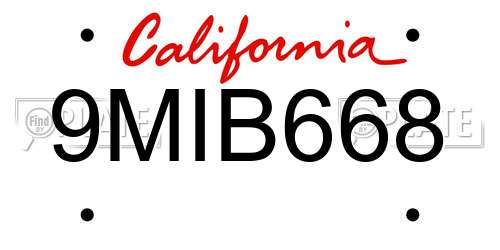 9MIB668 California License Plate