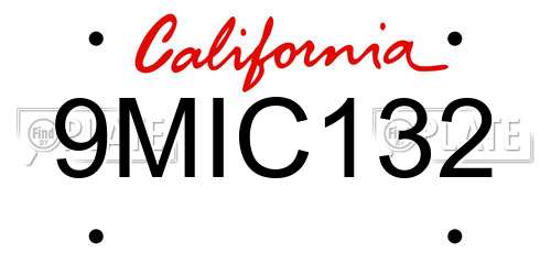9MIC132 California License Plate