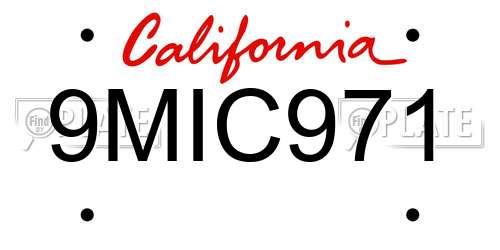 9MIC971 California License Plate