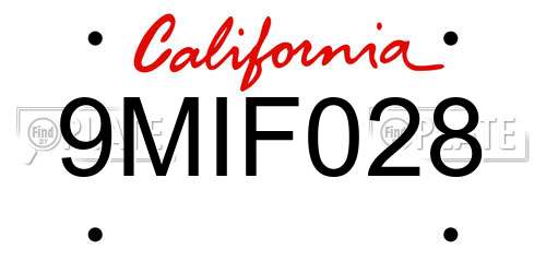 9MIF028 California License Plate