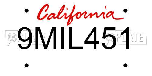9MIL451 California License Plate