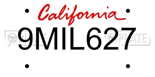9MIL627 California License Plate