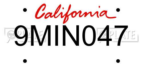 9MIN047 California License Plate