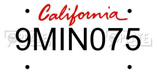 9MIN075 California License Plate
