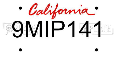 9MIP141 California License Plate