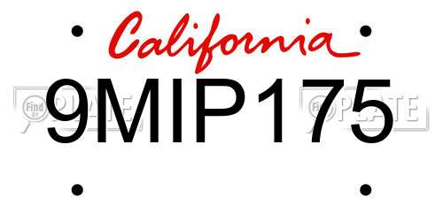 9MIP175 California License Plate
