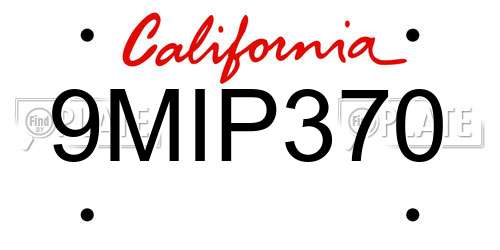 9MIP370 California License Plate