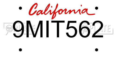 9MIT562 California License Plate