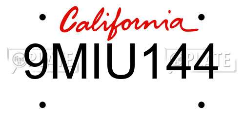 9MIU144 California License Plate