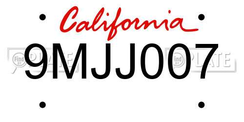 9MJJ007 California License Plate