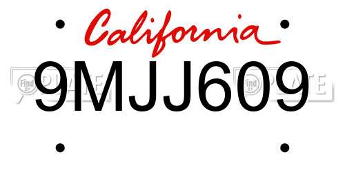 9MJJ609 California License Plate