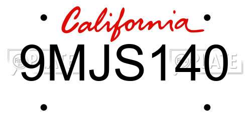 9MJS140 California License Plate
