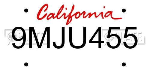 9MJU455 California License Plate