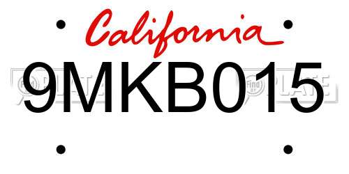 9MKB015 California License Plate