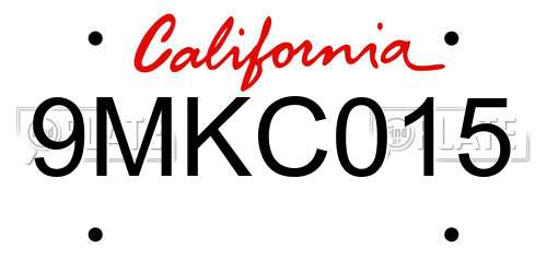 9MKC015 California License Plate