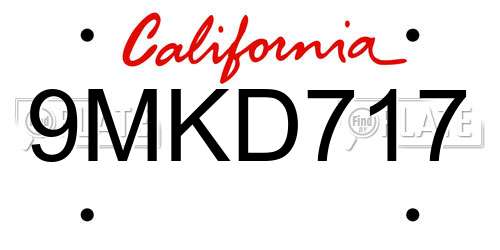 9MKD717 California License Plate