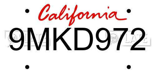 9MKD972 California License Plate