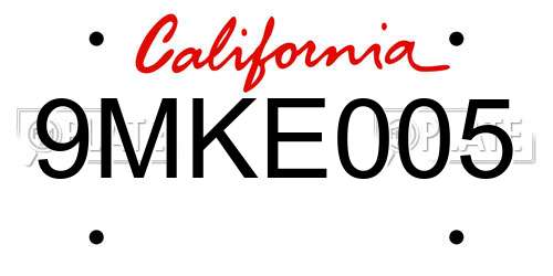 9MKE005 California License Plate