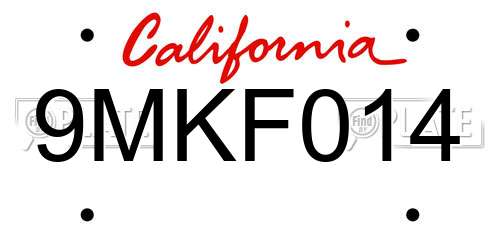 9MKF014 California License Plate