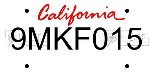 9MKF015 California License Plate