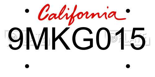 9MKG015 California License Plate