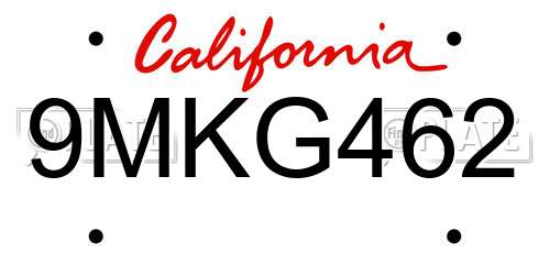 9MKG462 California License Plate