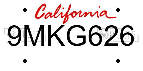 9MKG626 California License Plate