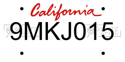 9MKJ015 California License Plate